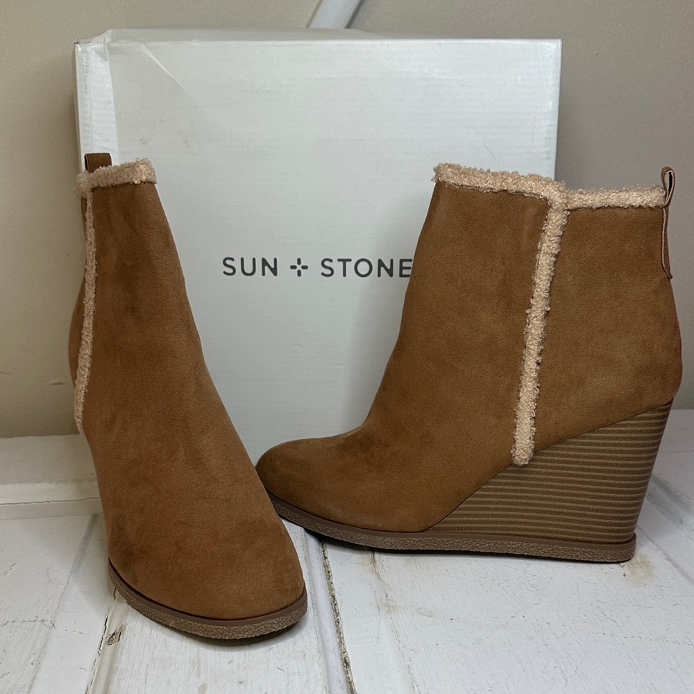 Sun + Stone Women's Brown Wedge Boots